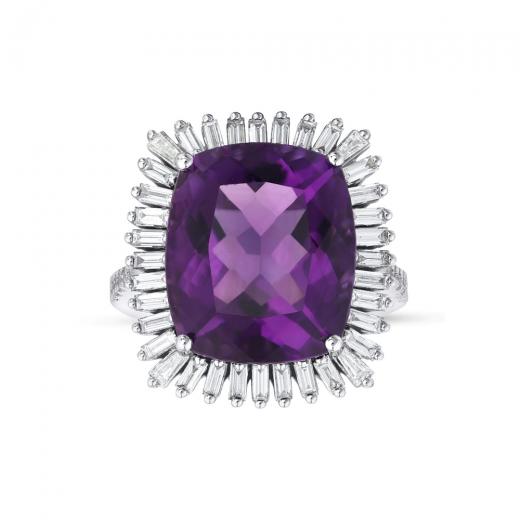 11,69 ct. Diamant-Baguette-Amethystring